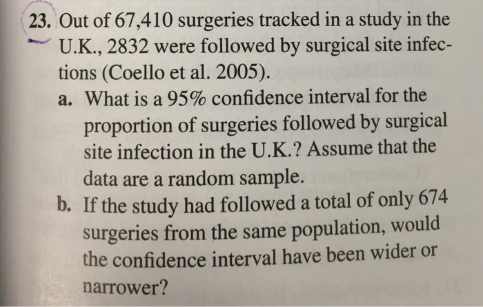 Solved 23. Out of 67,410 surgeries tracked in a study in the