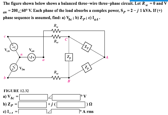 Solved The Figure Shown Below Shows A Balanced Three-wire | Chegg.com