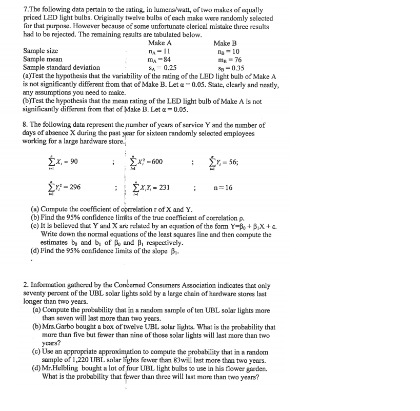 Solved The following data pertain to the rating, in | Chegg.com