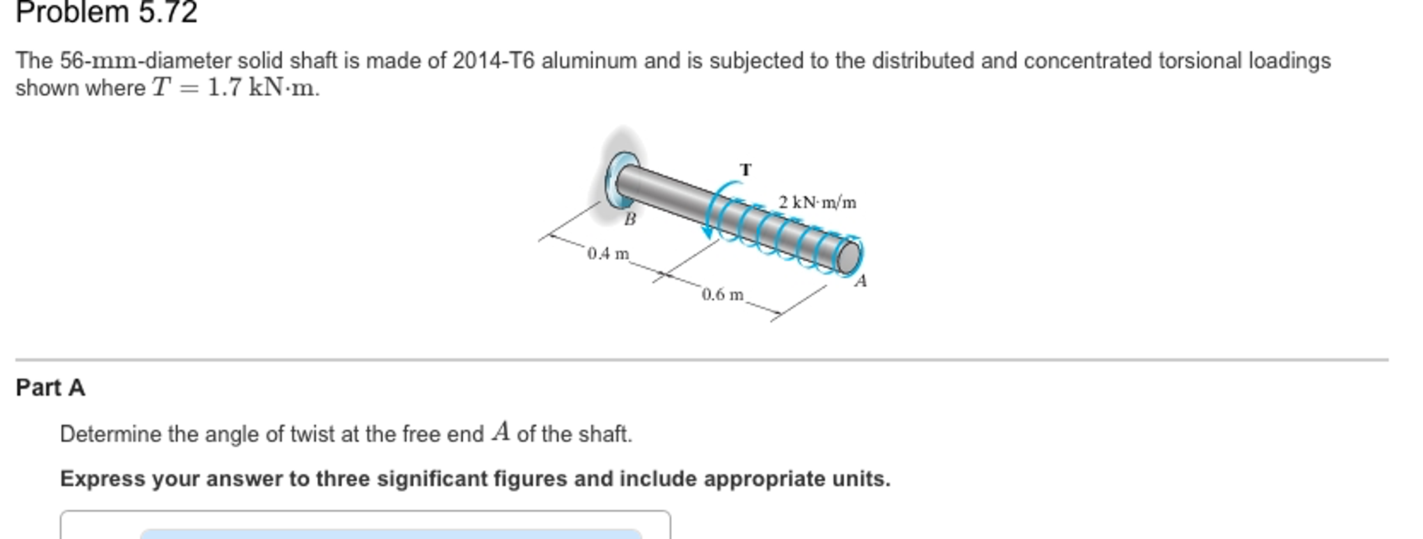 Solved The 56-mm-diameter solid shaft is made of | Chegg.com