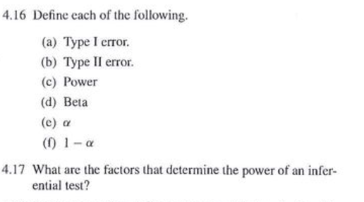 Solved Define Each Of The Following. (a) Type I Error. (b) | Chegg.com