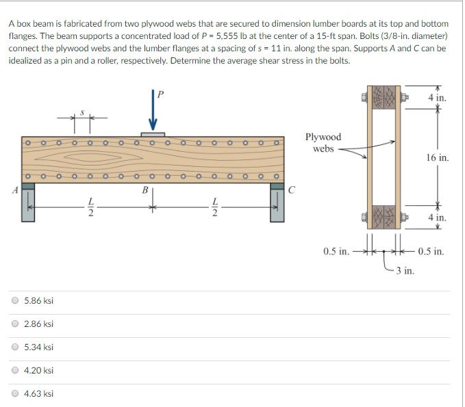 Solved A box beam is fabricated from two plywood webs that | Chegg.com