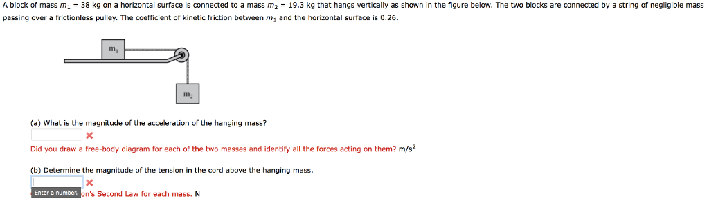 Solved A block of mass m1 = 38 kg on a horizontal surface is | Chegg.com