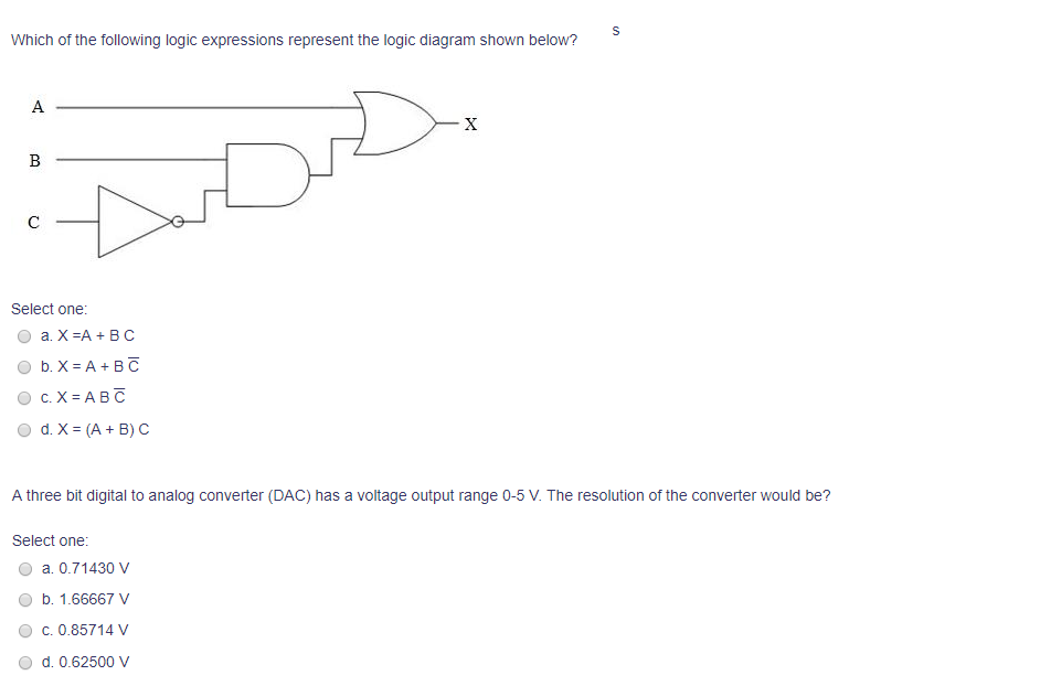 Solved Which of the following logic expressions represent | Chegg.com