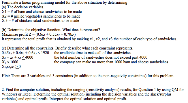 Solved Formulate a linear programming model for the above | Chegg.com