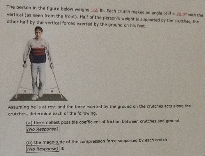 Solved The person in the figure below weighs 165 lb.Each | Chegg.com