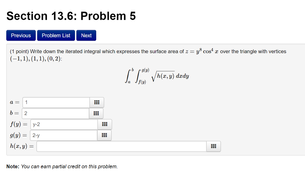 Solved Section 13.6: Problem 5 Previous Problem List Next (1 | Chegg.com