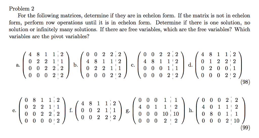 Problem 2 For the following matrices, determine if | Chegg.com