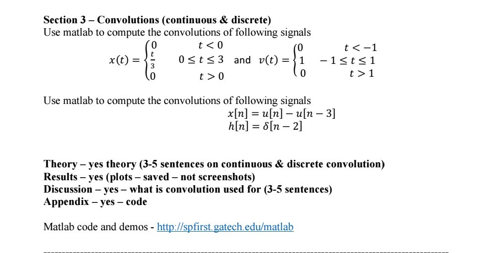 Solved Section 3 - Convolutions (continuous & Discrete) Use | Chegg.com