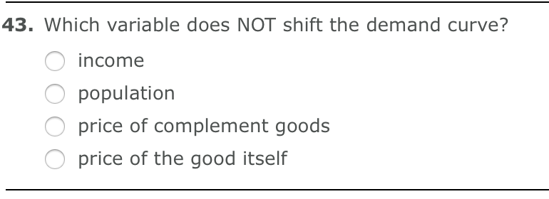 solved-43-which-variable-does-not-shift-the-demand-curve-chegg