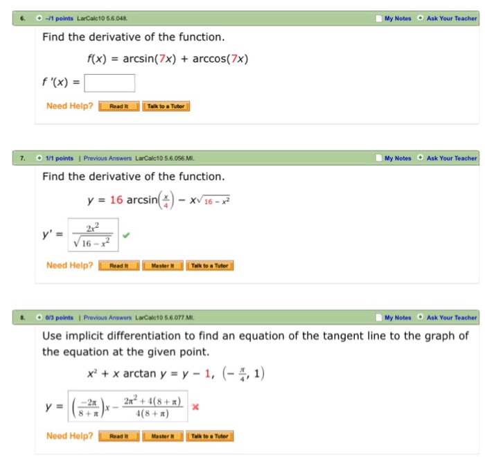 derivative of arcsin x 7