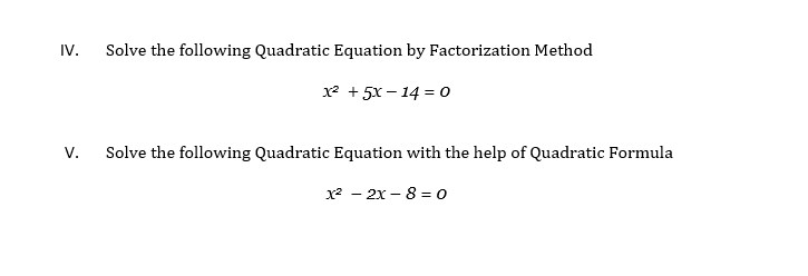 Solved Solve The Following Quadratic Equation By | Chegg.com