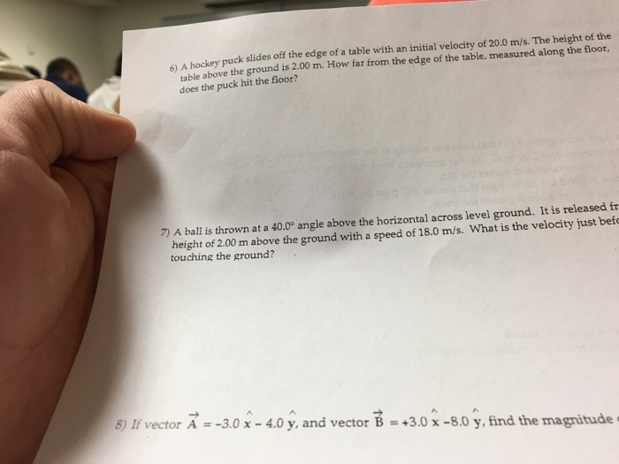 Solved A hockey puck slides off the edge of a table with an