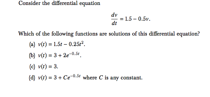 Solved Consider the differential equation dv/dt = 1.5 - | Chegg.com
