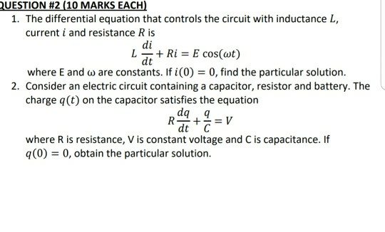 Solved UESTION #2 (10 MARKS EACH) 1. The differential | Chegg.com