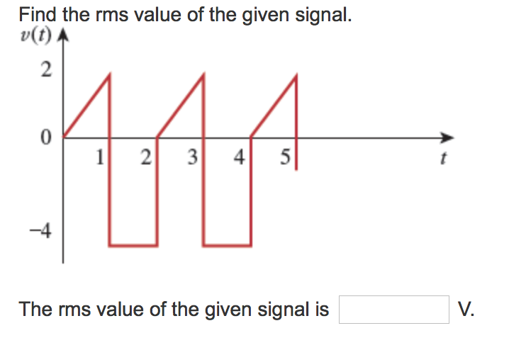 Solved Find the rms value of the given signal. v(t) A 2 12 3 | Chegg.com