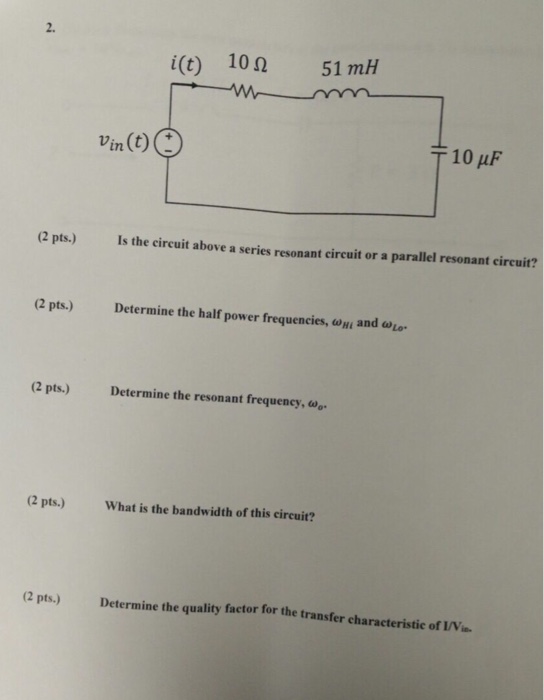 Solved Is The Circuit Above A Series Resonant Circuit Or A Chegg