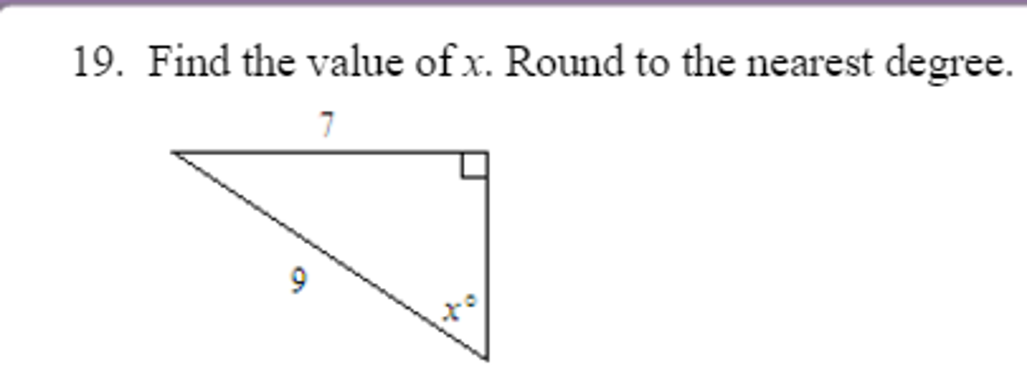 Solved Find The Value Of X. Round To The Nearest Degree. | Chegg.com