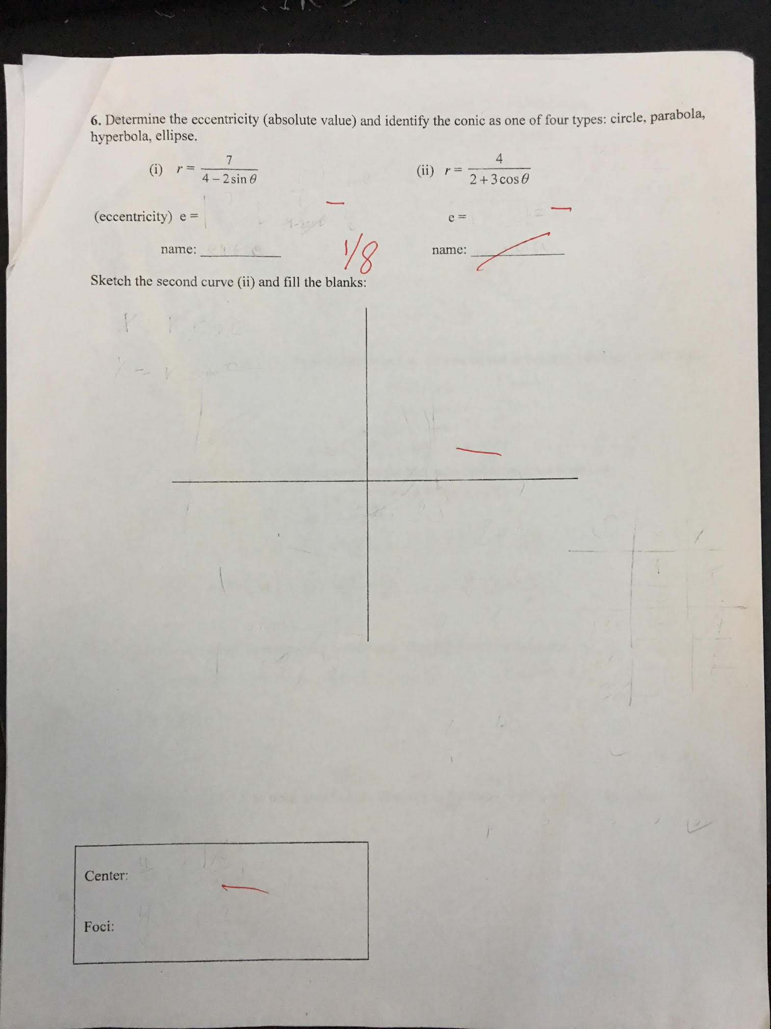 Solved Determine the eccentricity (absolute value) and | Chegg.com