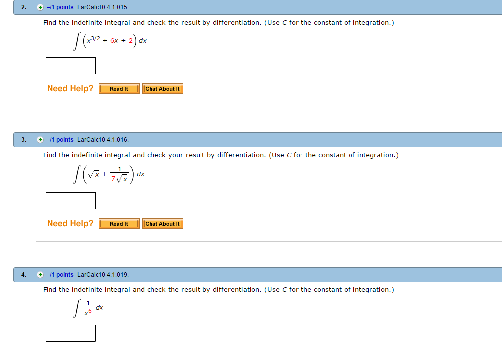 Solved Find The Indefinite Integral And Check The Result By