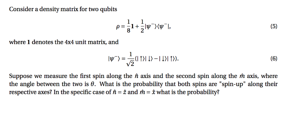 Consider a density matrix for two qubits 8 2 where 1 | Chegg.com