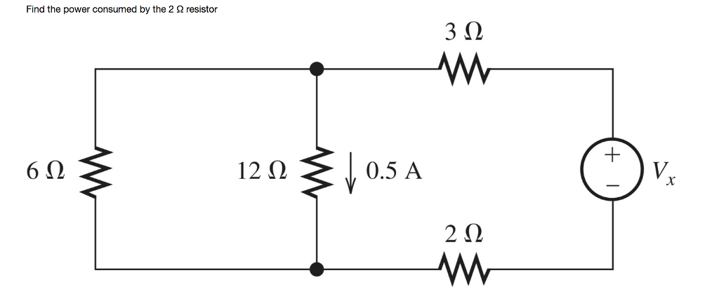 Solved Find the power consumed by the 2 ? resistor 3? 0.5 A | Chegg.com