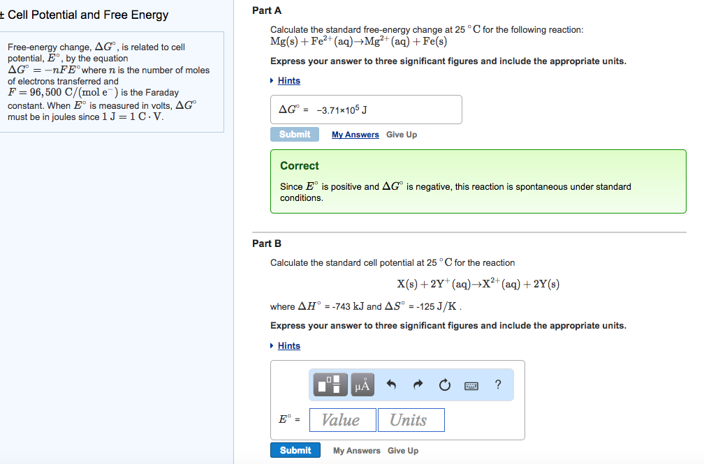 Solved Cell Potential and Free Energy Part A Free-energy | Chegg.com