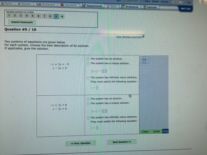 Solved Two Systems Of Equations Are Given Below For Each