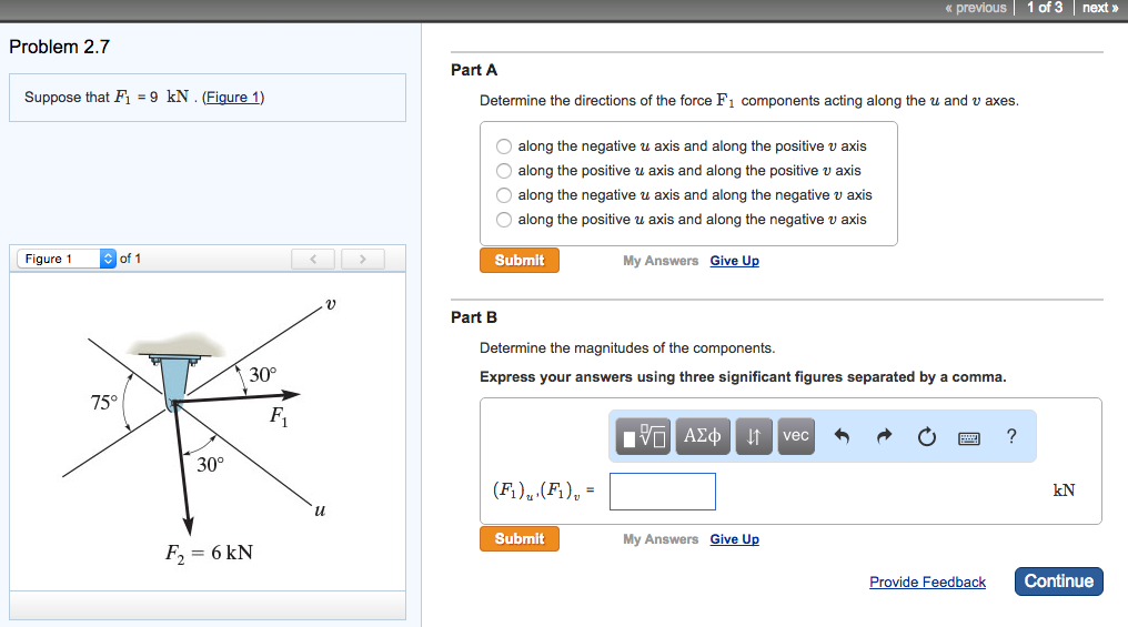 Solved Problem 2.7 Suppose that F1 = 9 kN. Part A Determine | Chegg.com