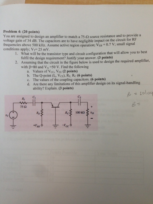Solved You are assigned to design an amplifier to match a | Chegg.com