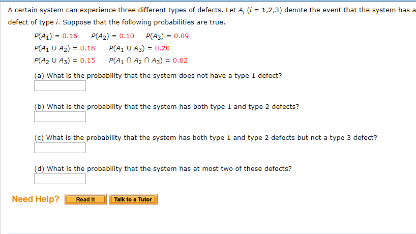 Solved A certain system can experience three different types | Chegg.com