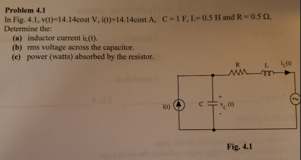 Solved Problem 4.1 0.5 ?, In Fig. 4.1, v(t)-14.1 4cost V, | Chegg.com