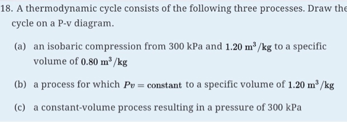 Solved 18. A thermodynamic cycle consists of the following | Chegg.com
