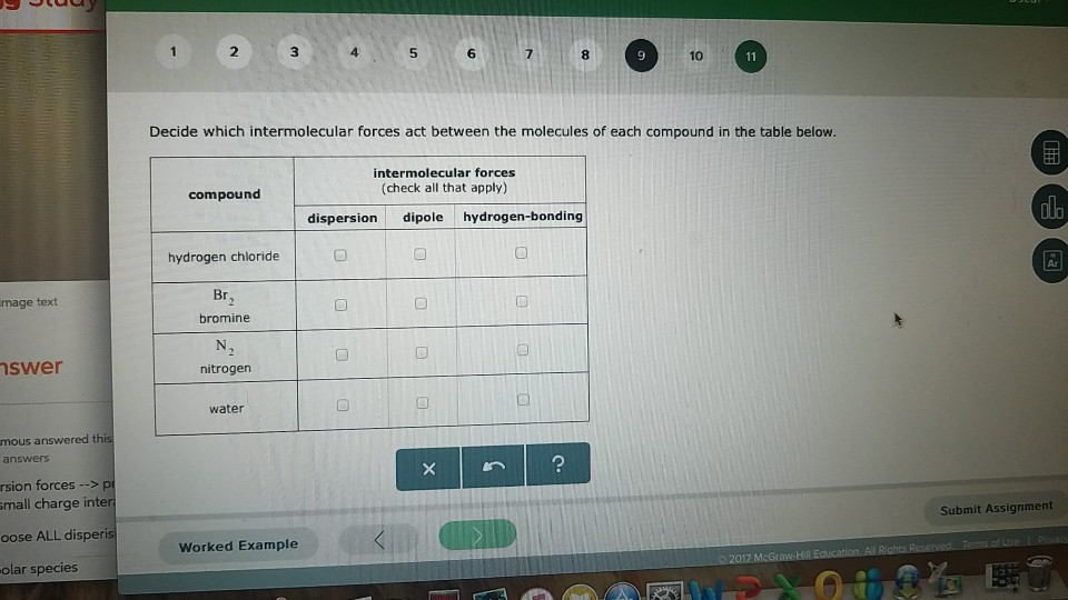 Solved 3 5 6 7 8 10 Decide which intermolecular forces act | Chegg.com