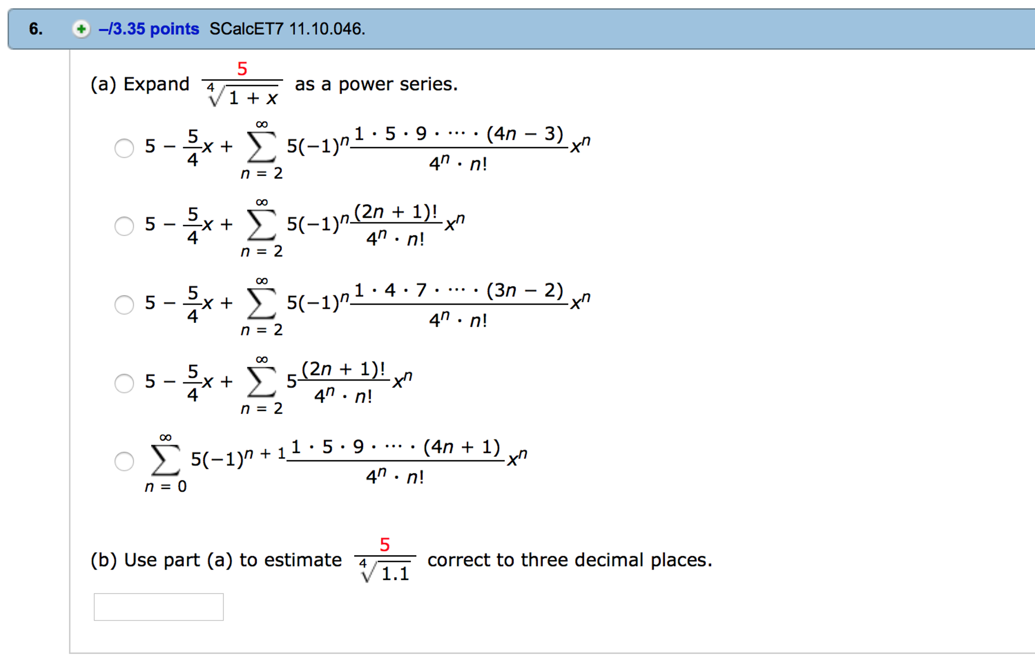 Solved Expand 5 4 Squareroot 1 X As Power Series 5 Chegg