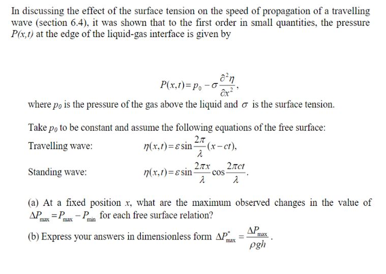 In Discussing The Effect Of The Surface Tension On 