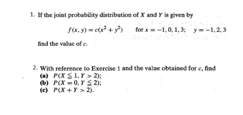 Solved 1. If the joint probability distribution of X and Y Chegg