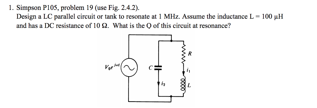 Solved Design a LC parallel circuit or tank to resonate at 1 | Chegg.com