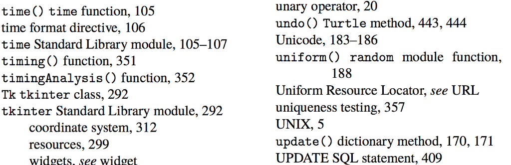 Book Index Examples