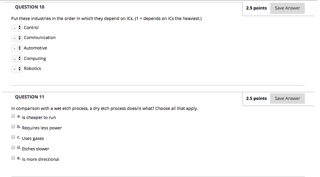 Solved QUESTION 10 2.5 points Save Answer Put these | Chegg.com