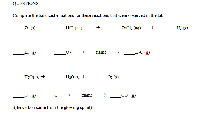 Solved Complete the balanced equations for these reactions | Chegg.com