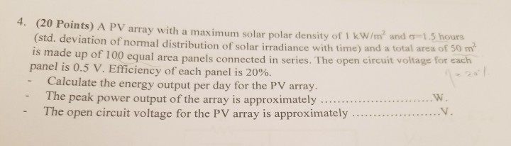 Solved 4. (20 Points) A PV array with a maximum solar polar | Chegg.com