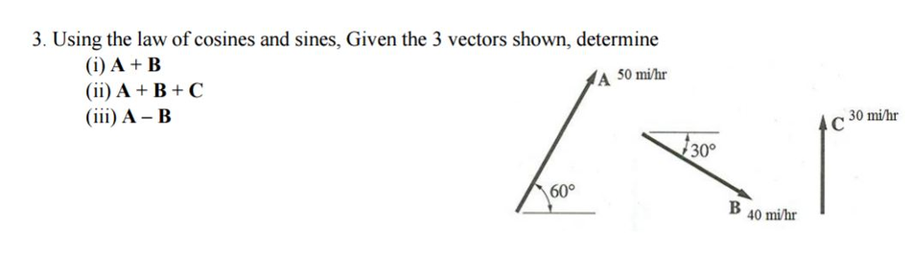 Solved Using the law of cosines and sins, Given the 3 | Chegg.com