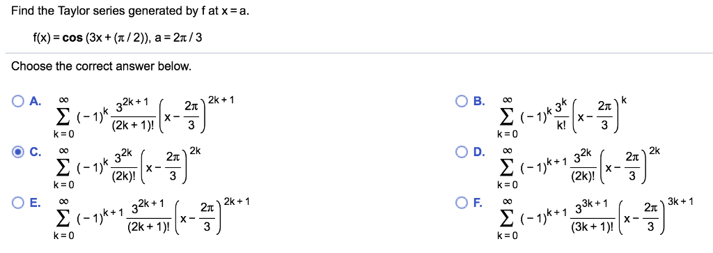 Solved Find the Taylor series generated by f atx-a f(x) = | Chegg.com