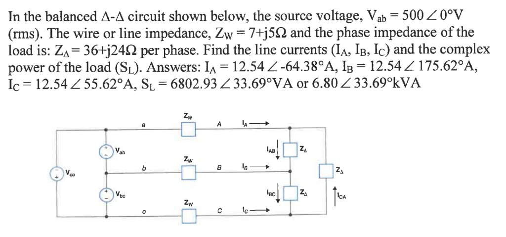 Solved In The Balanced Δ-a Circuit Shown Below, The Source 