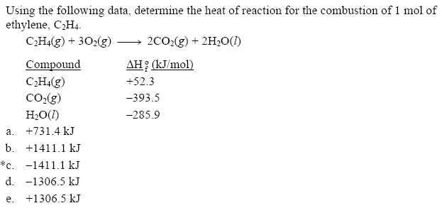 Solved Using the following data determine the heat of Chegg