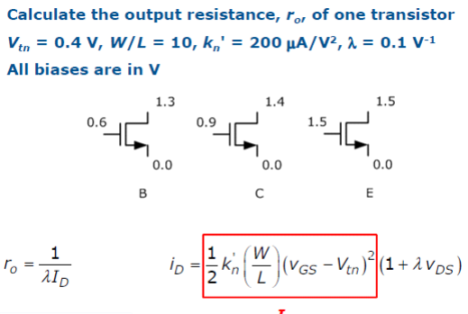 Solved Calculate the output resistance, r of one transistor | Chegg.com