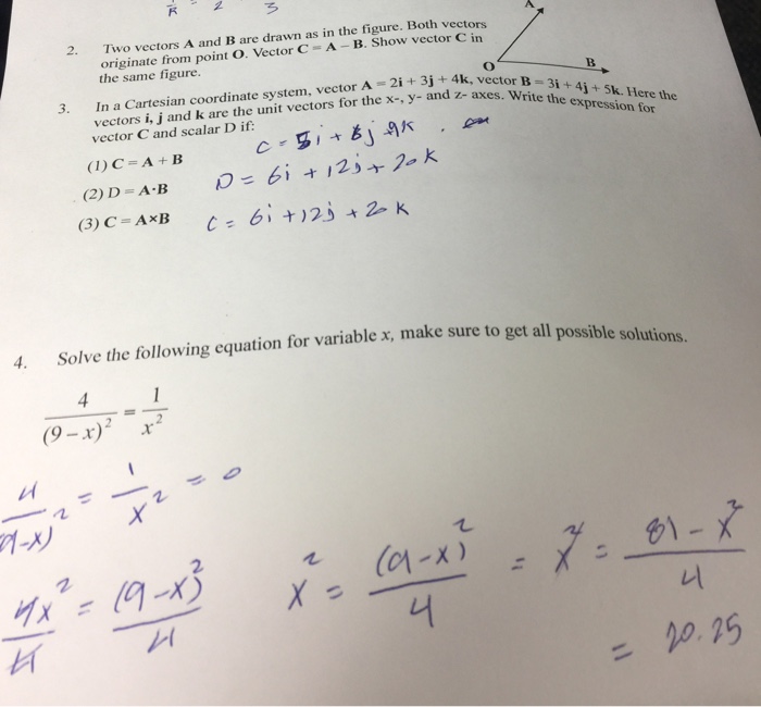 Solved Two vectors A and B are drawn as in the figure. Both | Chegg.com