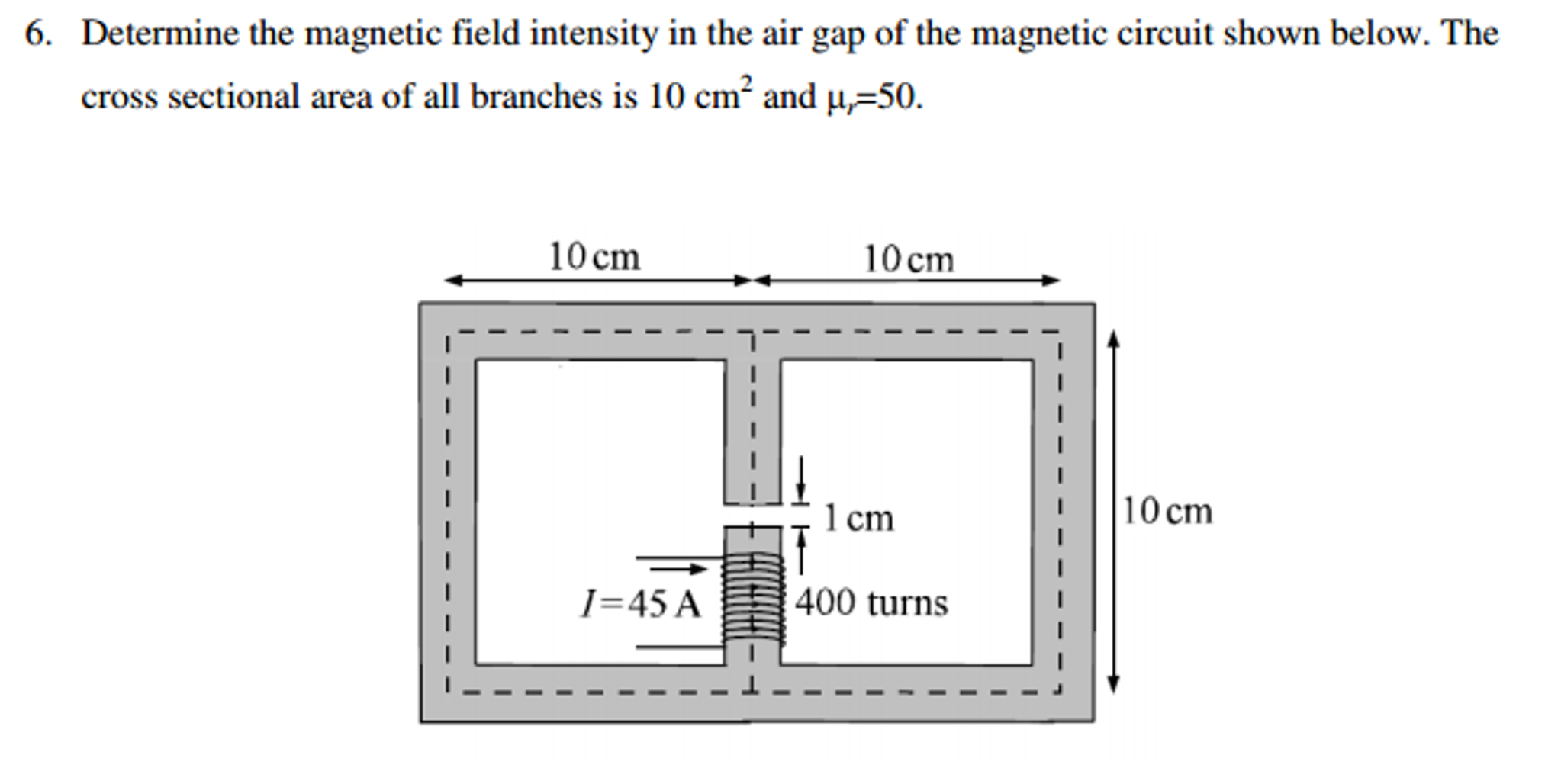 Solved Determine the magnetic field intensity in the air gap | Chegg.com