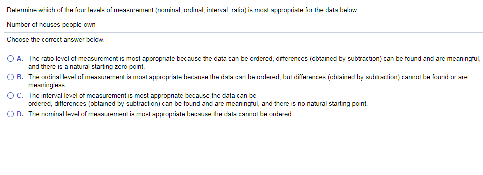 Solved: Determine Which Of The Four Levels Of Measurement | Chegg.com